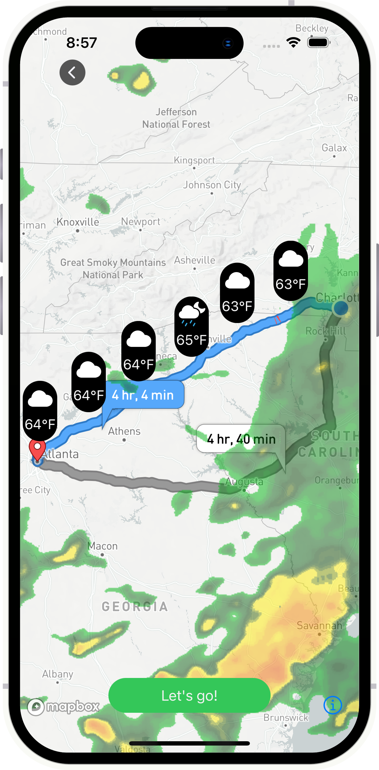 iPhone 14 Pro with navigation map screen